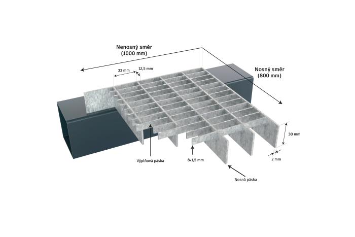 Pozinkovaný rošt lisovaný 800x1000/30x10/30x2 mm