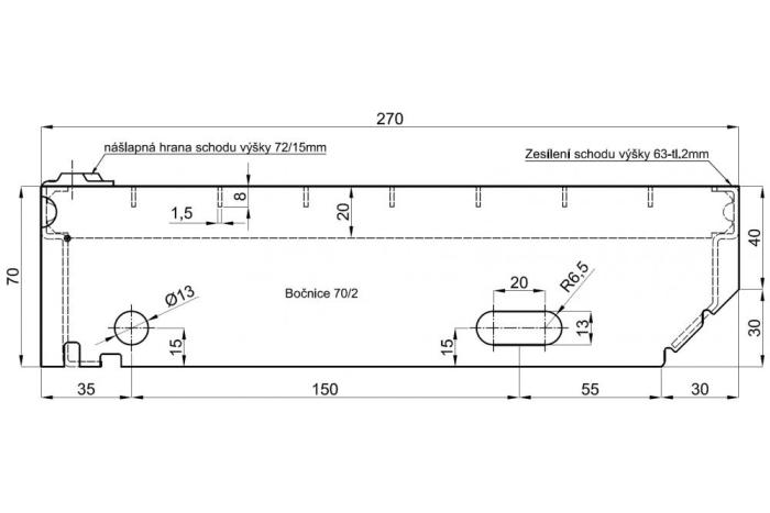 Schodišťové stupně 1500x270/30x30