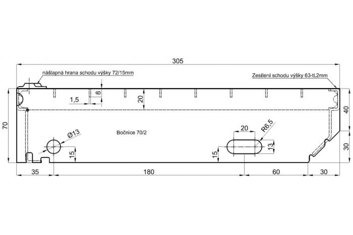 Schodišťové stupně 1500x305/30x10