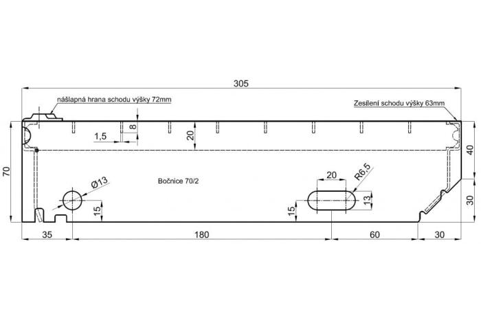 Schodišťové stupně 1200x305/30x30